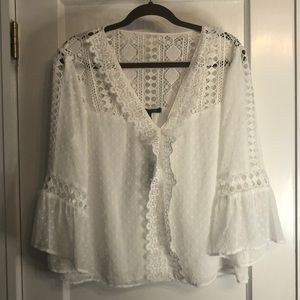 NWT Nanette Lepore White Lace Blouse - 10